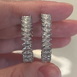 White Sapphire Hoop Earrings